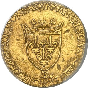 François I (1515-1547). Gold shield with sun and small ND cross (early 1541), B, Rouen.
