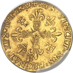 François I (1515-1547). Gold shield with sun and small ND cross (early 1541), B, Rouen.