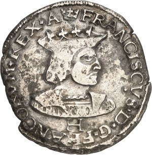 François I (1515-1547). Teston 6th type ND (1540), H, La Rochelle.