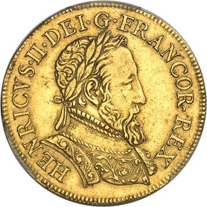 Henri II (1547-1559). Double Henri d'or à la Gallia ND (1552), Paris.