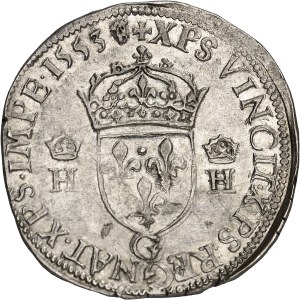 Henri II (1547-1559). Teston au buste couronné 1553, G, Poitiers.