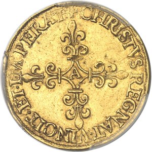 Charles IX (1560-1574). Écu d’or au soleil, 1er type, date fautée (MVLXII) 1562, A, Paris.