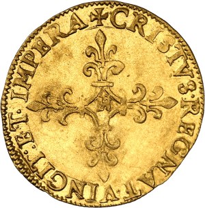 Charles IX (1560-1574). Gold shield with sun, 1st type MDLXIII (1563), H, La Rochelle.
