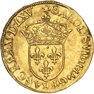 Charles IX (1560-1574). Écu d’or au soleil, 1er type MDLXV (1565), A, Paris.
