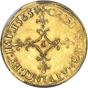 Charles IX (1560-1574). Gold shield with sun 1565, I, Limoges.