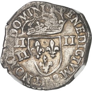 Henri III (1574-1589). Quart d’écu, double frappe décalée 1584, F, Angers.