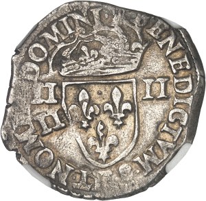 Henri III (1574-1589). Quarter shield, double offset strike 1584, F, Angers.
