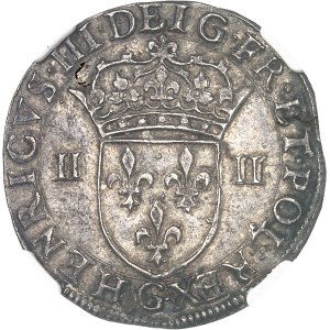 Henri III (1574-1589). Quart d’écu, écu de face 1587, G, Poitiers.