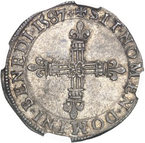 Henri III (1574-1589). Quarter shield, front shield 1587, G, Poitiers.