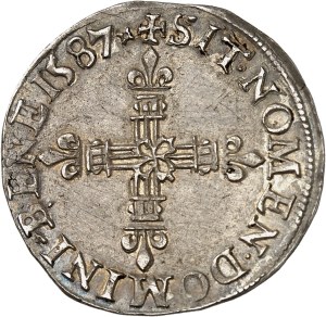 Henri III (1574-1589). Eighth of a shield, facing shield 1587, G, Poitiers.