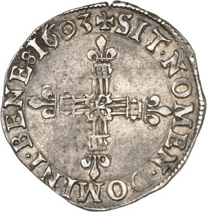Henri IV (1589-1610). Eighth of a shield, shield facing 1603/158, G, Poitiers.