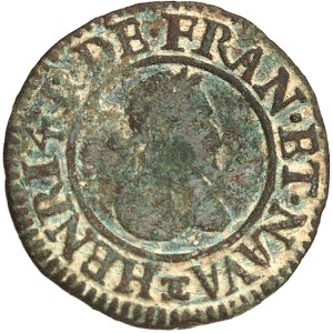 Henri IV (1589-1610). Denier tournois 1592, CH, Châlons-en-Champagne.