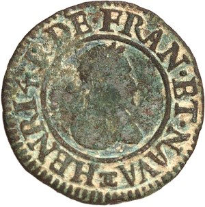 Henri IV (1589-1610). Denier tournois 1592, CH, Châlons-en-Champagne.