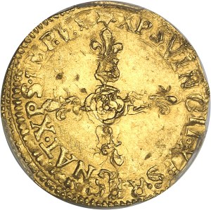 Louis XIII (1610-1643). Gold shield with sun, 1st type 1635, &, Aix-en-Provence.