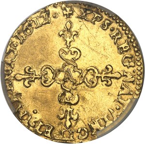 Louis XIII (1610-1643). Gold half-crown with sun, 1st type 1612, A, Paris.