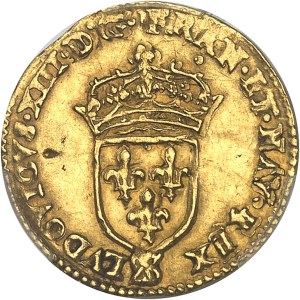 Louis XIII (1610-1643). Gold half-crown with sun, 1st type 1613, A, Paris.