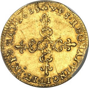 Louis XIII (1610-1643). Gold half-crown with sun, 1st type 1613, A, Paris.