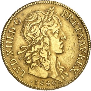 Louis XIII (1610-1643). Essai de quatre louis d’or (40 livres) à la tête laurée 1640, A, Paris.