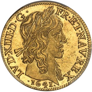 Louis XIII (1610-1643). Louis d’or à la mèche longue et étoile 1641, A, Paris.