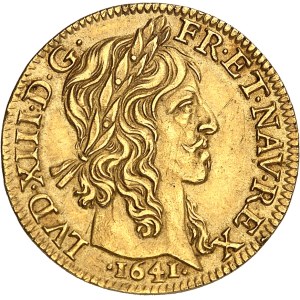 Louis XIII (1610-1643). Louis d’or à la mèche longue et étoile 1641, A, Paris.