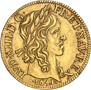 Louis XIII (1610-1643). Louis d’or à la mèche longue et étoile 1641, A, Paris.