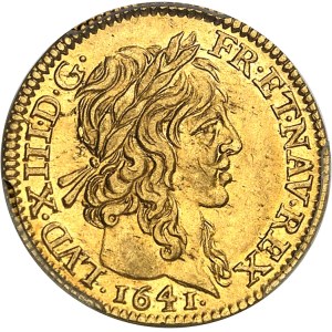Louis XIII (1610-1643). Demi-louis d’or à la mèche longue 1641, A, Paris.