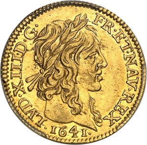 Louis XIII (1610-1643). Demi-louis d’or à la mèche longue 1641, A, Paris.