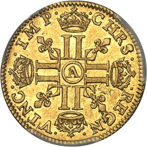 Louis XIII (1610-1643). Demi-louis d’or à la mèche longue 1641, A, Paris.