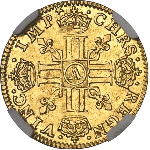 Louis XIII (1610-1643). Demi-louis d’or à la mèche longue et étoile 1641, A, Paris.