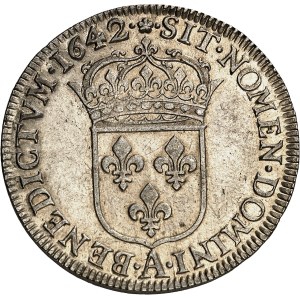 Louis XIII (1610-1643). Demi-écu, 2e type 1642, A, Paris (rose entre deux points).