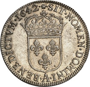 Louis XIII (1610-1643). Half-Ecu, 2nd type 1642, A, Paris (rose between two dots).