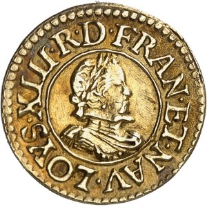 Louis XIII (1610-1643). Essai en argent de denier tournois, ou treizain de mariage 1620, G, Poitiers.