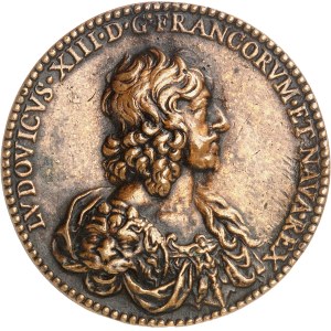 Louis XIII (1610-1643). Médaille, la Justice, [revers d’après G. Dupré - buste de J. Warin non signé] 1638, fonte ancienne, Paris.