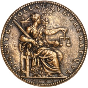 Louis XIII (1610-1643). Médaille, la Justice, [revers d’après G. Dupré - buste de J. Warin non signé] 1638, fonte ancienne, Paris.