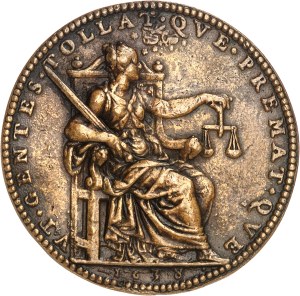 Louis XIII (1610-1643). Medal, Justice, [reverse after G. Dupré - unsigned bust by J. Warin] 1638, old cast, Paris.