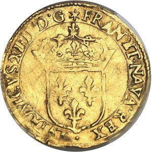 Louis XIV (1643-1715). Écu d’or au soleil 1645, N, Montpellier.