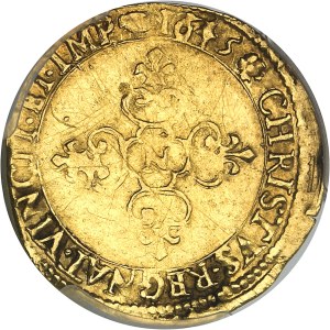 Louis XIV (1643-1715). Golden shield with sun 1645, N, Montpellier.
