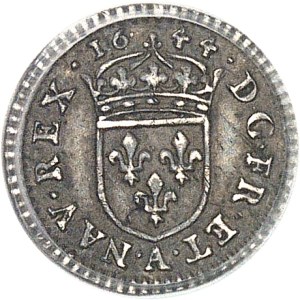 Louis XIV (1643-1715). Quarante-huitième d’écu au buste drapé, Frappe spéciale (SP) 1644, A, Paris.