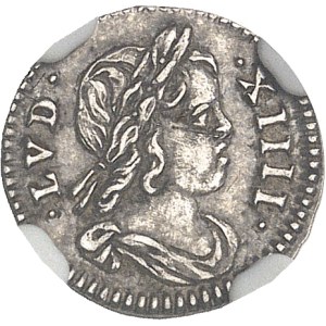 Louis XIV (1643-1715). Quarante-huitième d’écu au buste drapé 1644, A, Paris.