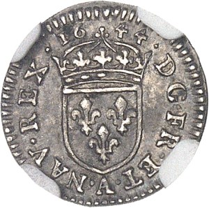 Louis XIV (1643-1715). Quarante-huitième d’écu au buste drapé 1644, A, Paris.