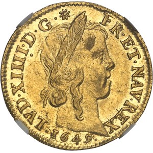 Louis XIV (1643-1715). Louis d’or à la mèche longue 1649, A, Paris.