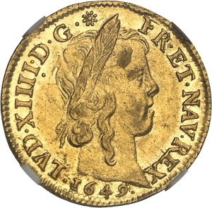 Louis XIV (1643-1715). Louis d’or à la mèche longue 1649, A, Paris.