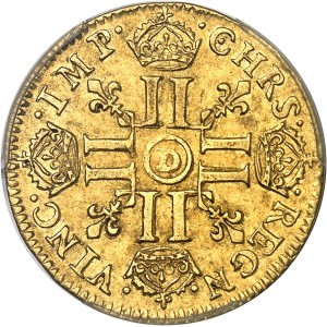 Louis XIV (1643-1715). Louis d’or à la mèche longue 1654, D, Lyon.
