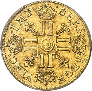 Louis XIV (1643-1715). Louis d'or à la mèche longue 1654, D, Lyon.