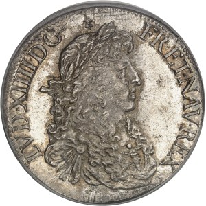 Louis XIV (1643-1715). Écu au buste juvénile, 2e poinçon d’effigie 1667, 9, Rennes.