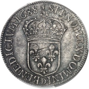 Louis XIV (1643-1715). Demi-écu à la perruque avec buste drapé à l’antique 1688, D, Lyon.
