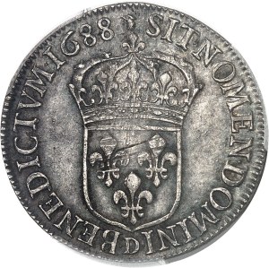 Louis XIV (1643-1715). Demi-écu à la perruque avec buste drapé à l'antique 1688, D, Lyon.
