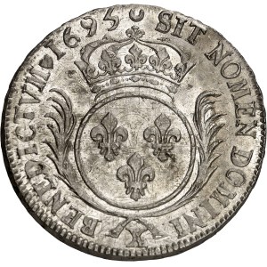 Louis XIV (1643-1715). Écu aux palmes 1695, X, Amiens.