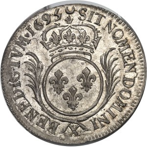 Louis XIV (1643-1715). Demi-écu aux palmes 1695, X, Amiens.