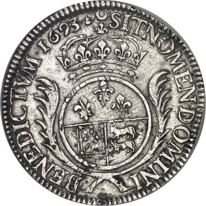 Louis XIV (1643-1715). Écu de Béarn aux palmes 1693, Pau.